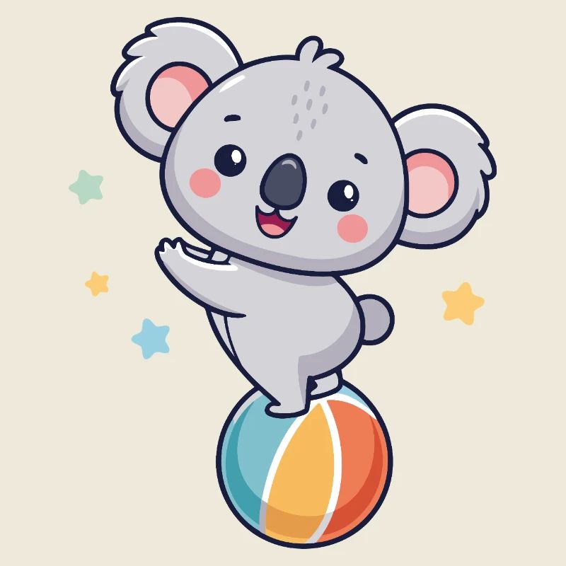 Koala jongleur sur ballon coloré