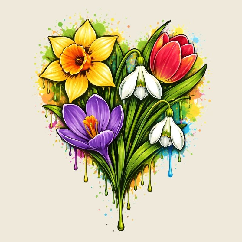Bunte Frühlingsblumen im Splash Stil 