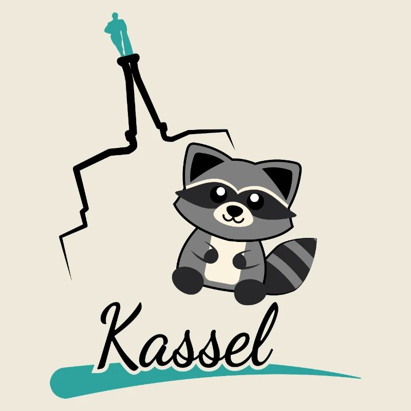 Kassel Waschbär trifft Herkules – Süßes Stadtmotiv
