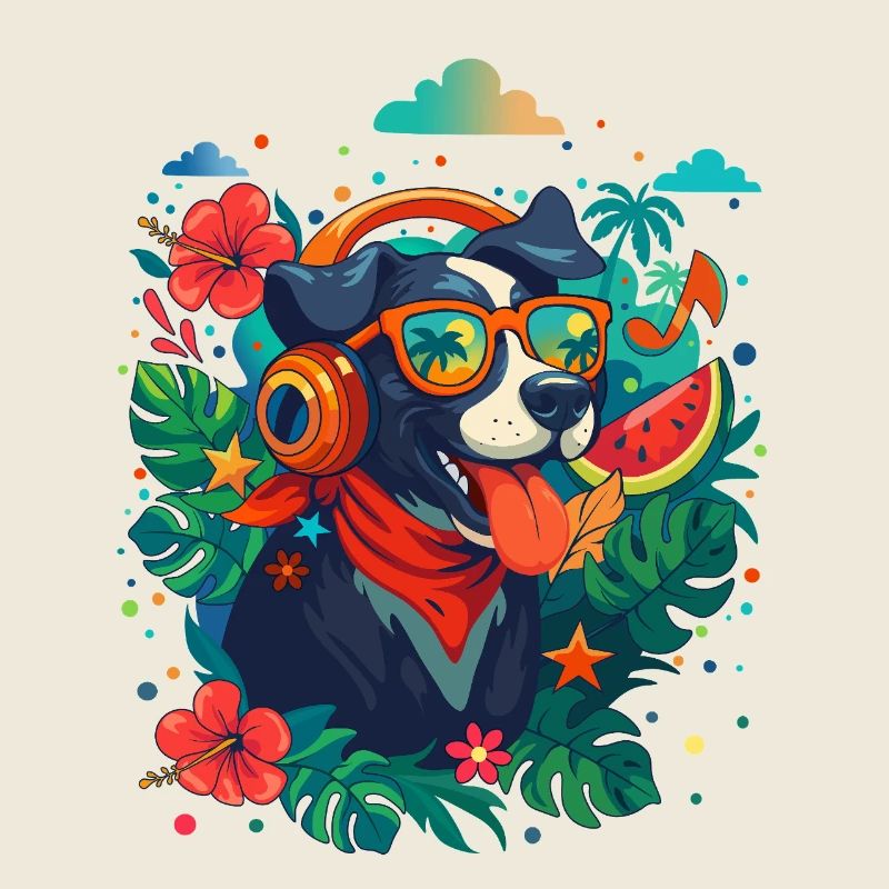 Chien de fête dans un casque
