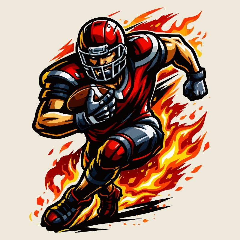 Flammender Footballläufer