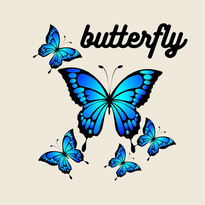 Papillons bleus sur Midnight Black