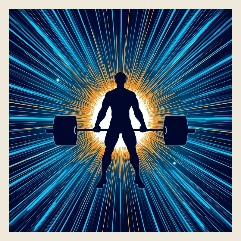 Barbell Hero dans un cercle de lumière