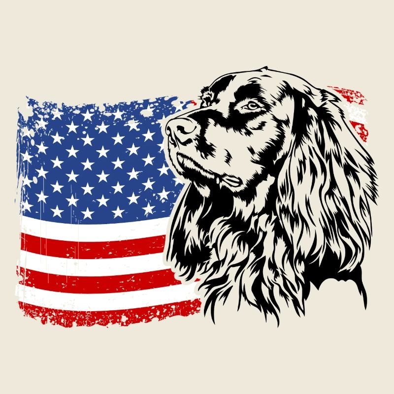 Allemand à poil long US Amérique drapeau chiens Wilsigns