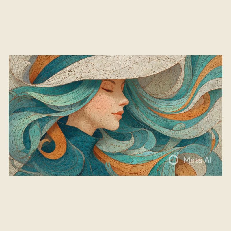 Portrait en couleur fluide turquoise