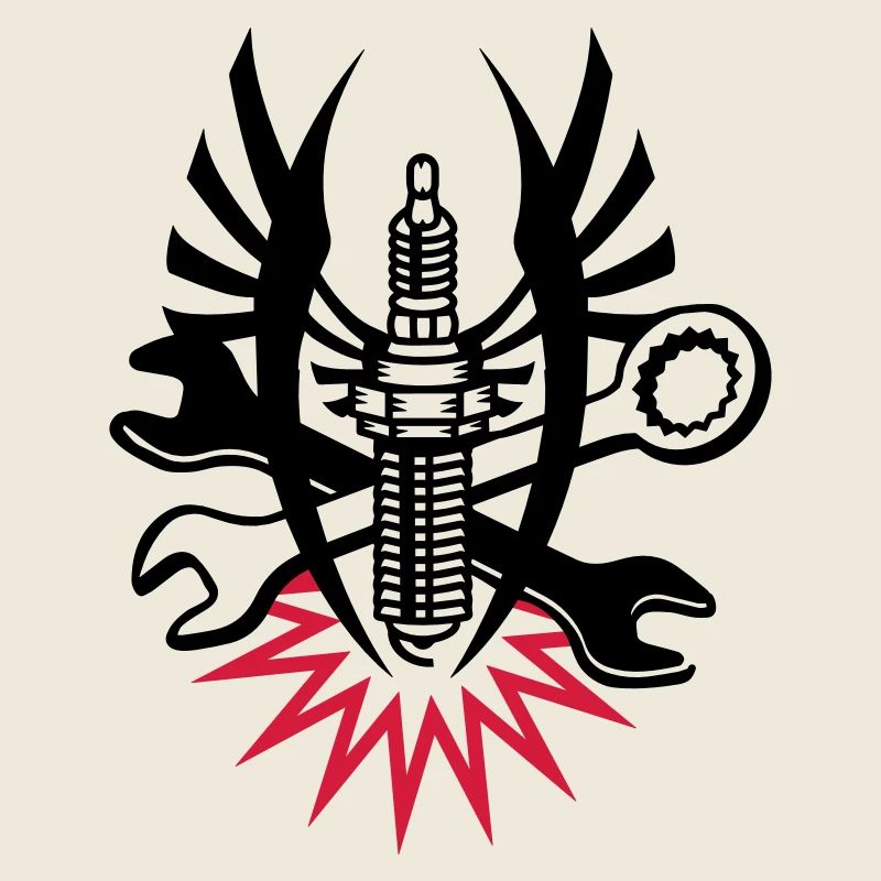 A spark plug with two wrenches