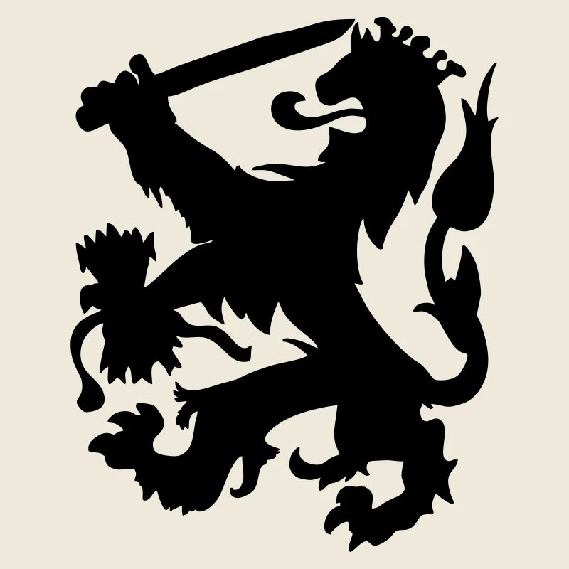 Heraldiker Löwe mit Krone und Schwertschattenfigur