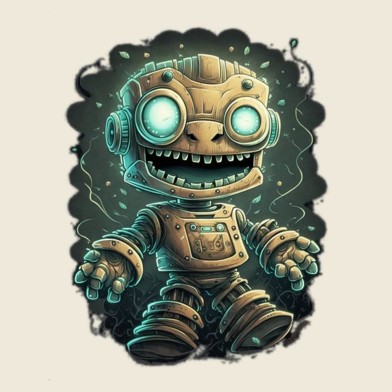 Steampunk Roboter mit leuchtenden Augen