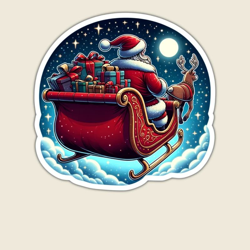 Weihnachtsmann im Schlitten mit einem Sack voller Geschenke
