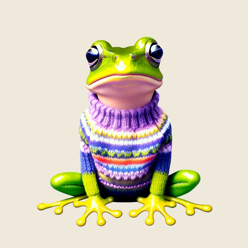 Kleiner Regenbogenfrosch mit Norweger-Pullover