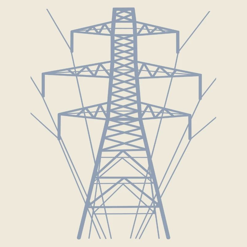 Weiße Strommast-Silhouette