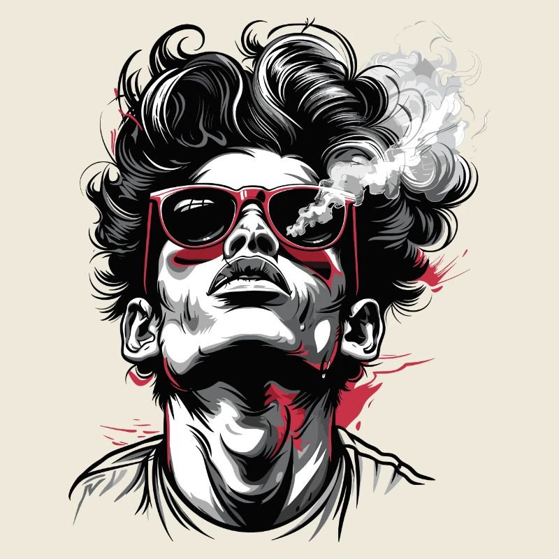 Smoking hipster with sunglasses