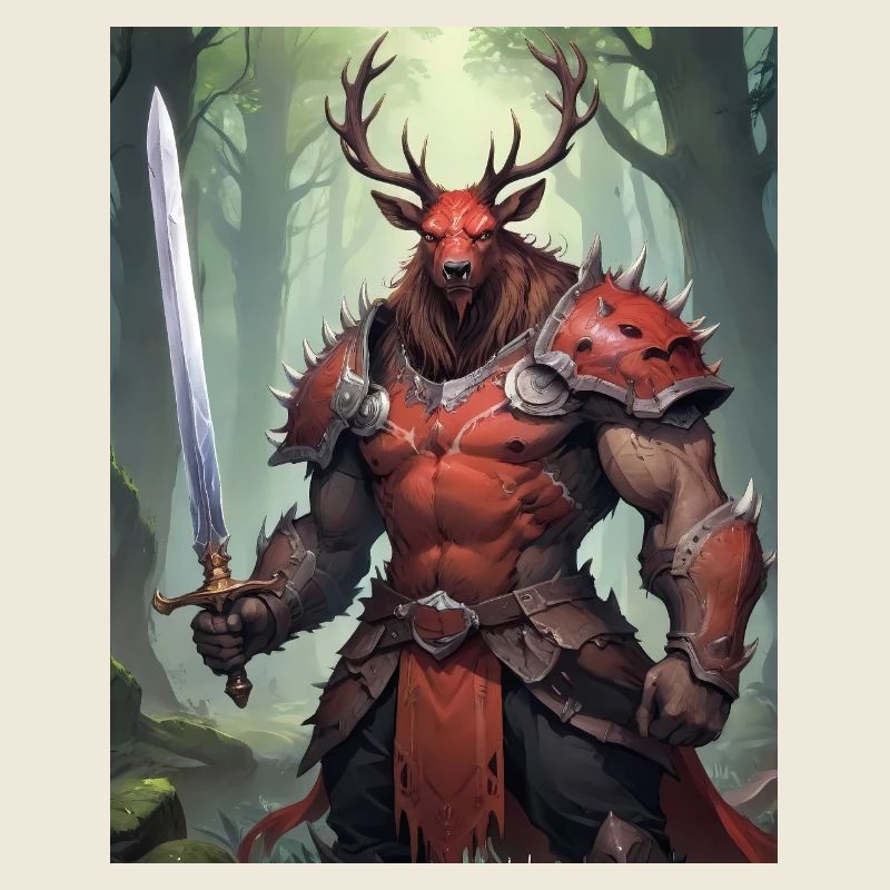A monstrous behemoth beast a red deer as fantasy
