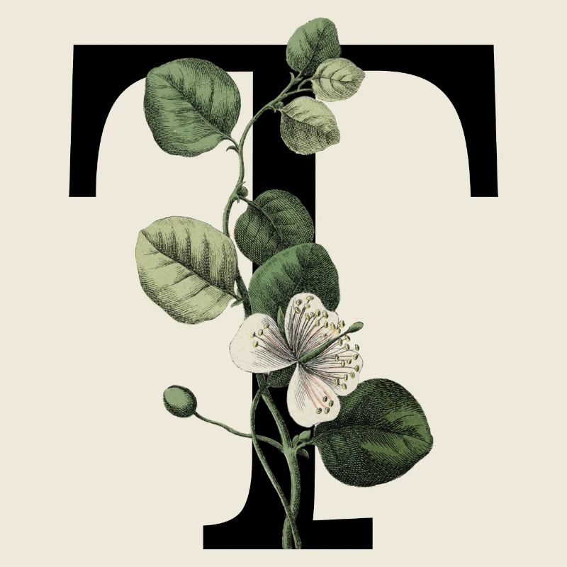 Grüner botanischer Buchstabe T