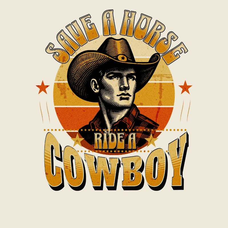 Cowboy Heart Blood Retro Design