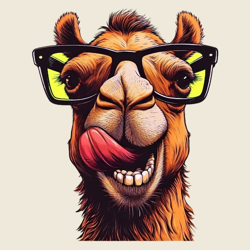 Camel avec lunettes de soleil
