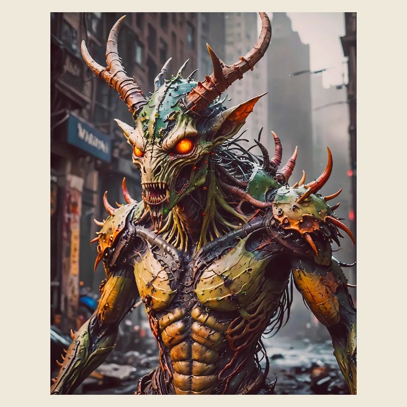 Monstre mutant mi-hommes mi-insecte sombre horreur