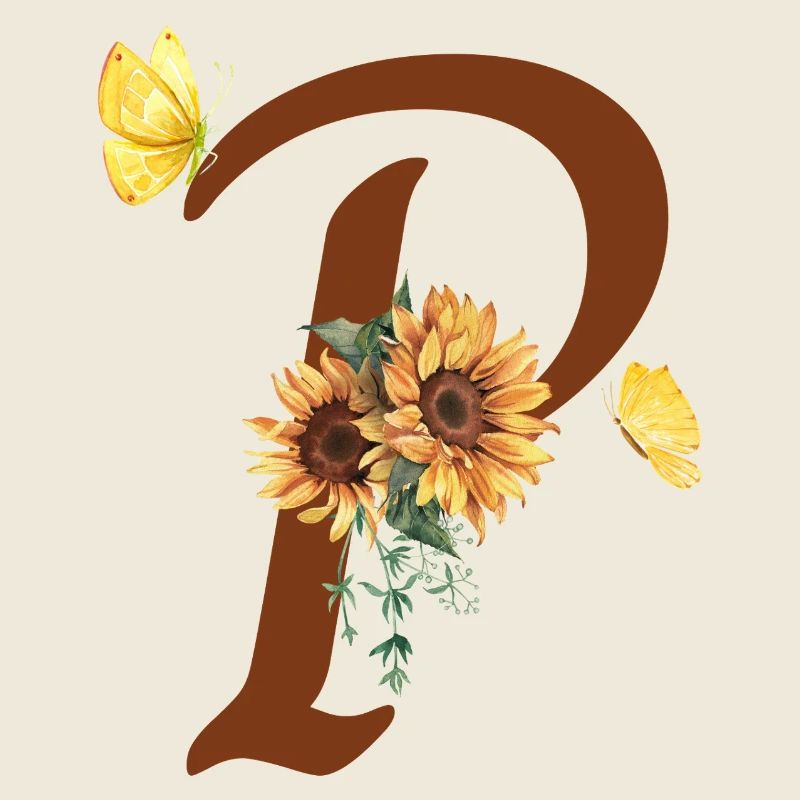 Lettre p tournesol papillon
