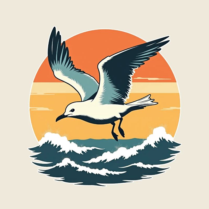 Mouette au coucher du soleil