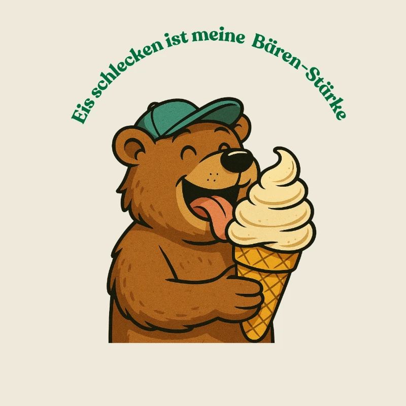 Bär Eiscreme Cartoon Tiere Design Humor 