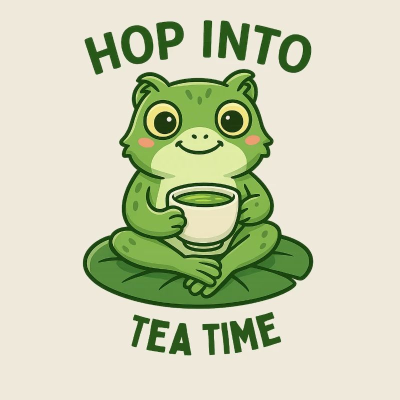 Frog Tea Time Matcha Illustration Design