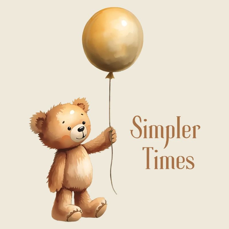 Teddy Bear with Balloon Simpler Times