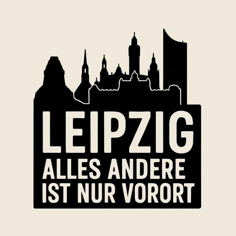 Leipzig Skyline Silhouette Text Design City