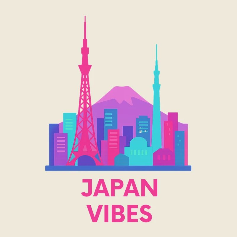 Japan Vibes Neon Skyline Silhouette