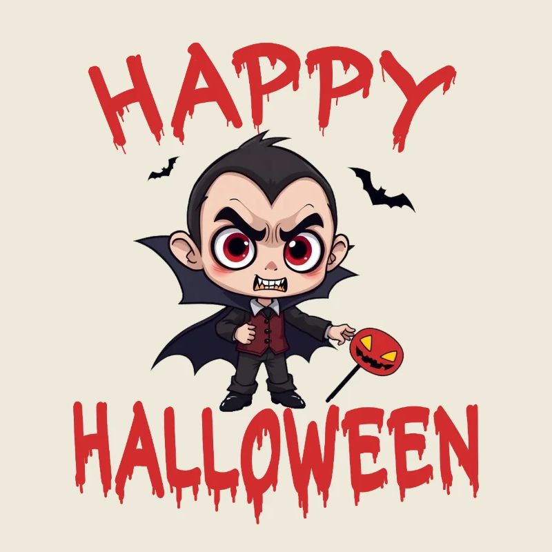 Halloween Vampire Dracula Pumpkin Bat Creepy