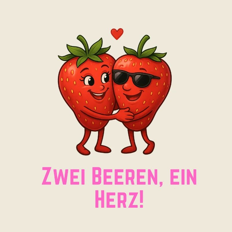 Two Berries One Heart - Strawberries Pair