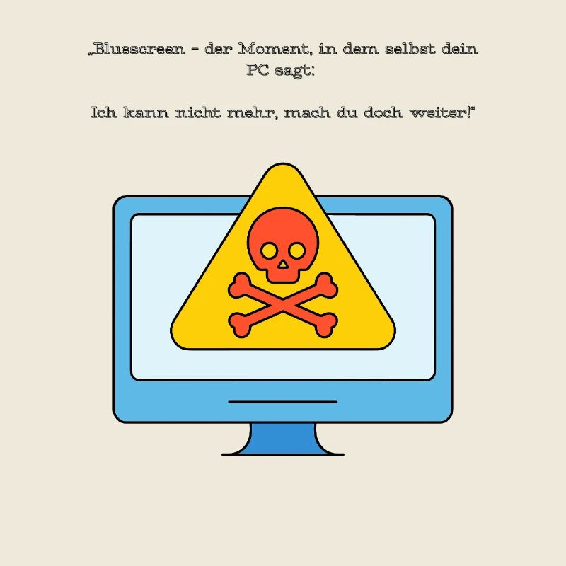 Blue Screen Humor Skull Warning