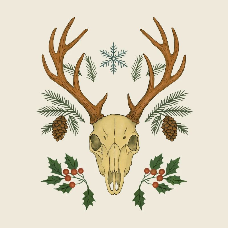 Winter Deer Skull Crest