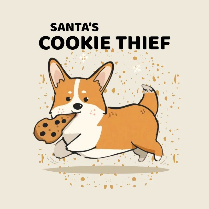 Le voleur de biscuits du Père Noël – Noël Corgi mignon
