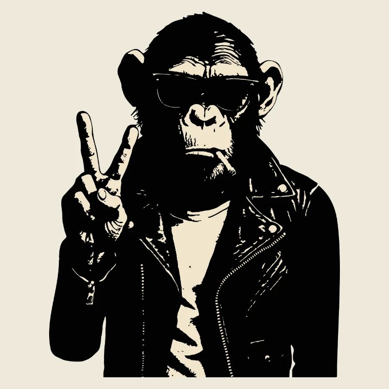 Schimpanse-Rebellen-Friedenszeichen-Leder