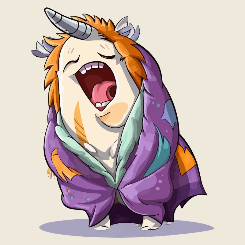 Gähnendes Einhorn mit Schal