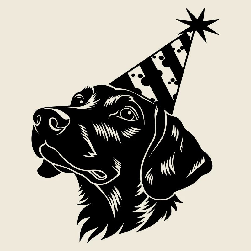 Schwarzer Dackel mit Party-Hut