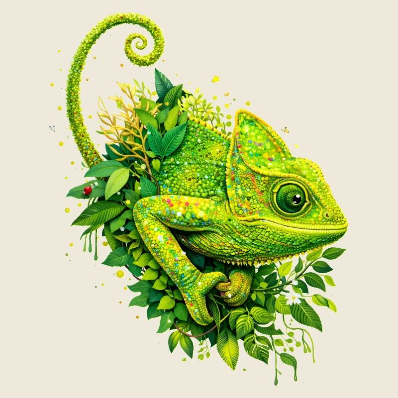 Caméléon vert – Art du graffiti nature