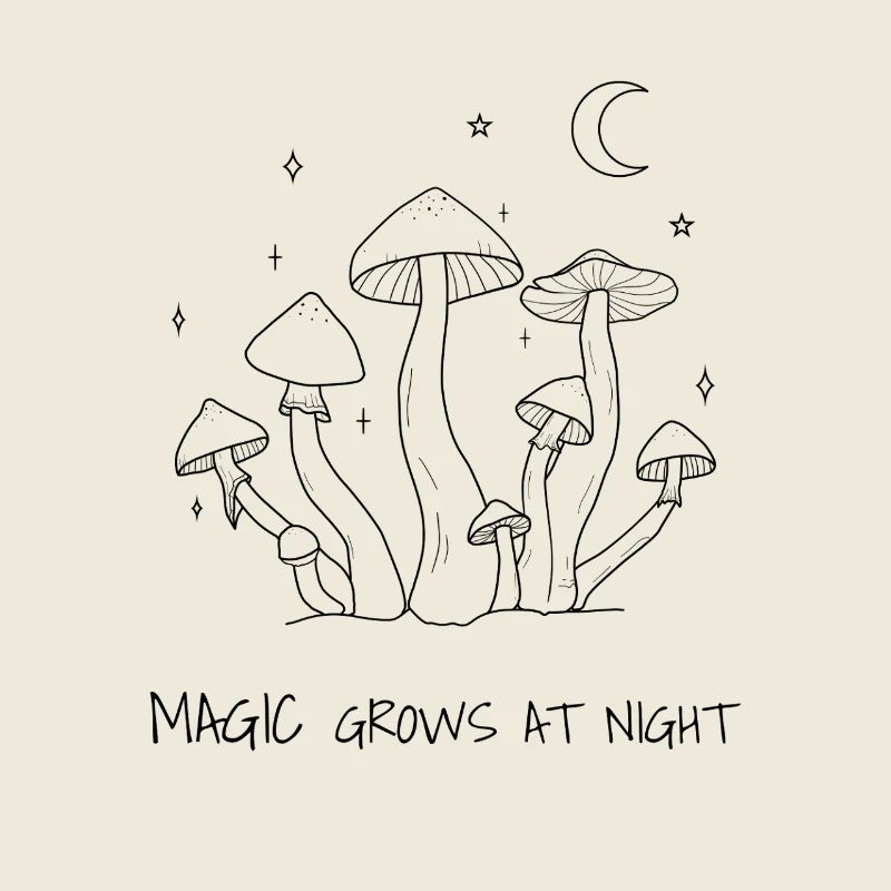 Magic Grows at Night Mushroom Design