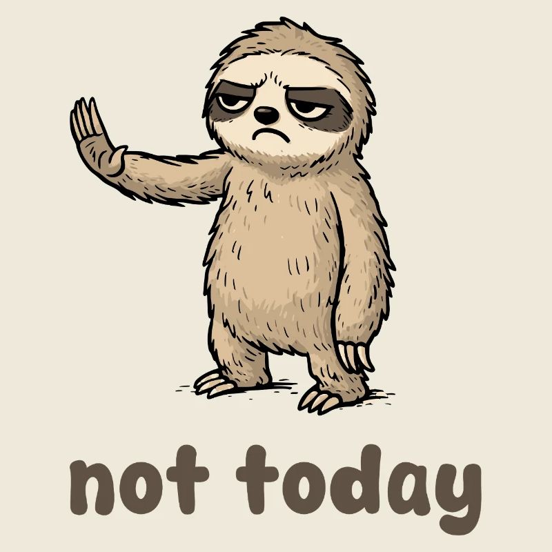 Tired sloth with saying