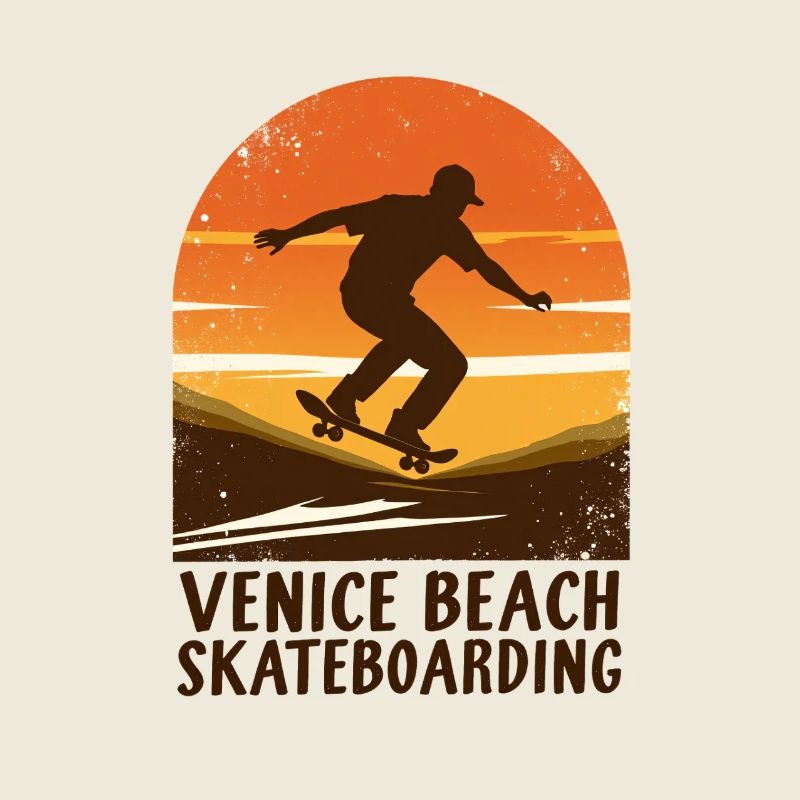 Skateboard au coucher du soleil à Venice Beach