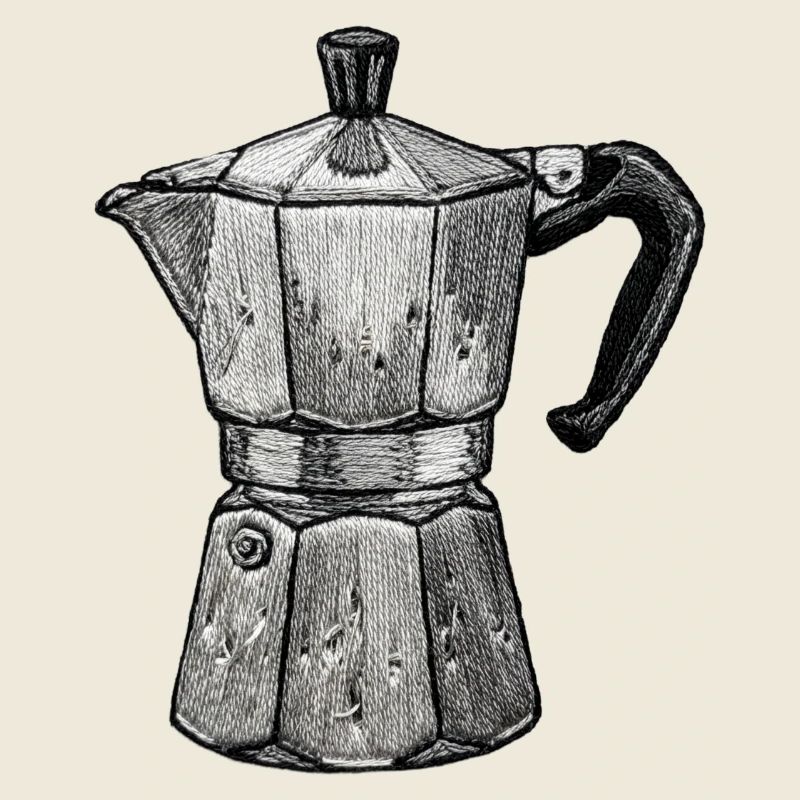 Percolator in embroidered look (printed)