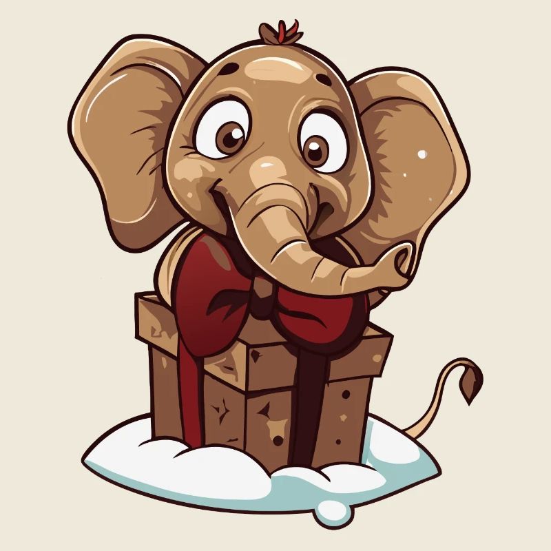 Mignon éléphant déballage cadeau