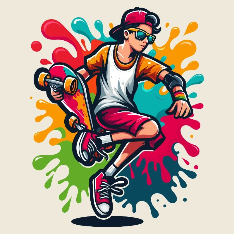 Skateboard mit Farbklecksen