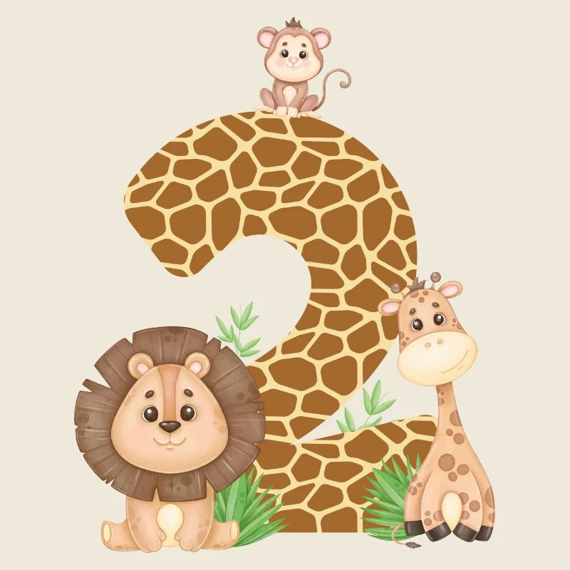 2. Geburtstag Dschungeltiere Giraffe Löwe Affe