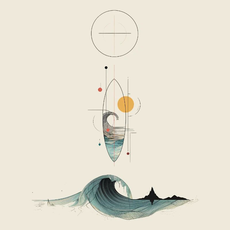 Abstrakte Welle – Geometrische Surfkunst