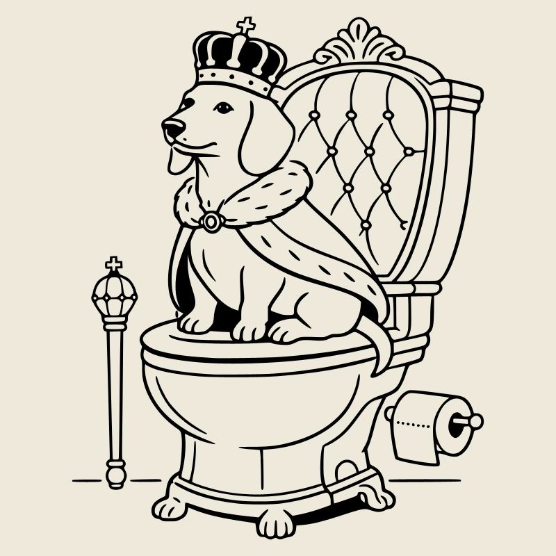 Art de la ligne des toilettes du trône teckel