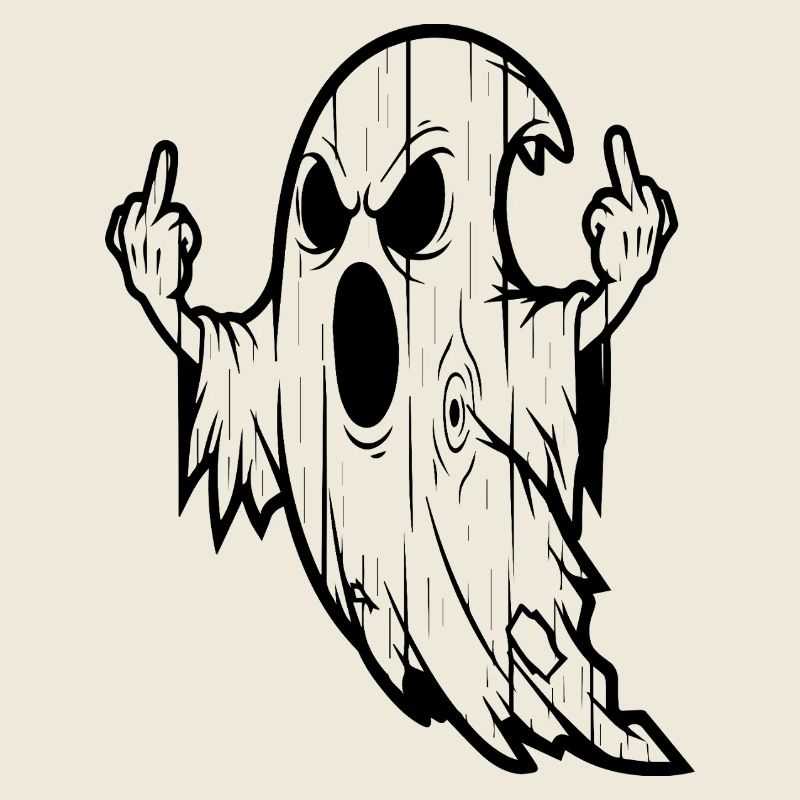 Geist mit Mittelfinger-Geste