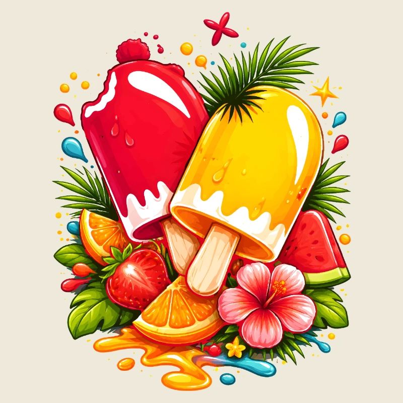 Glace tropicale avec illustration de fruits