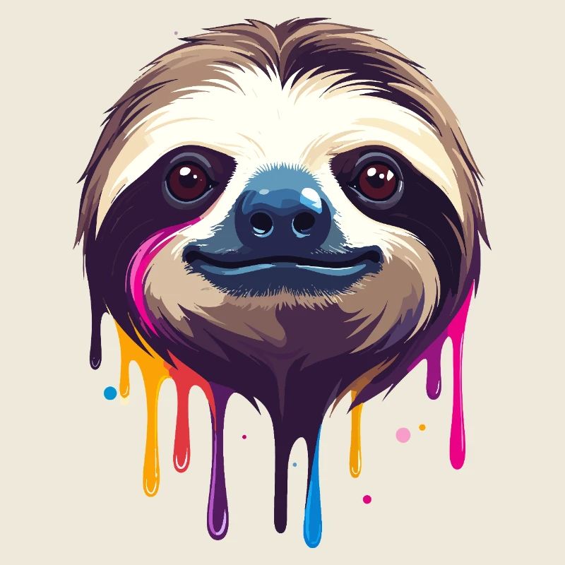 Sloth Neon Color Drop Illustration