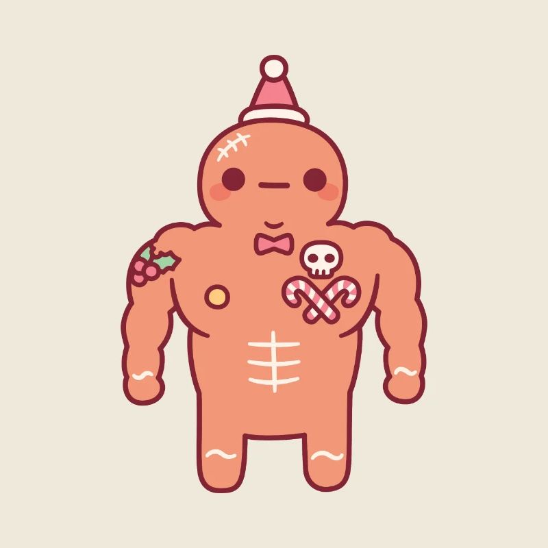 Funny Muscular Gingerbread Man